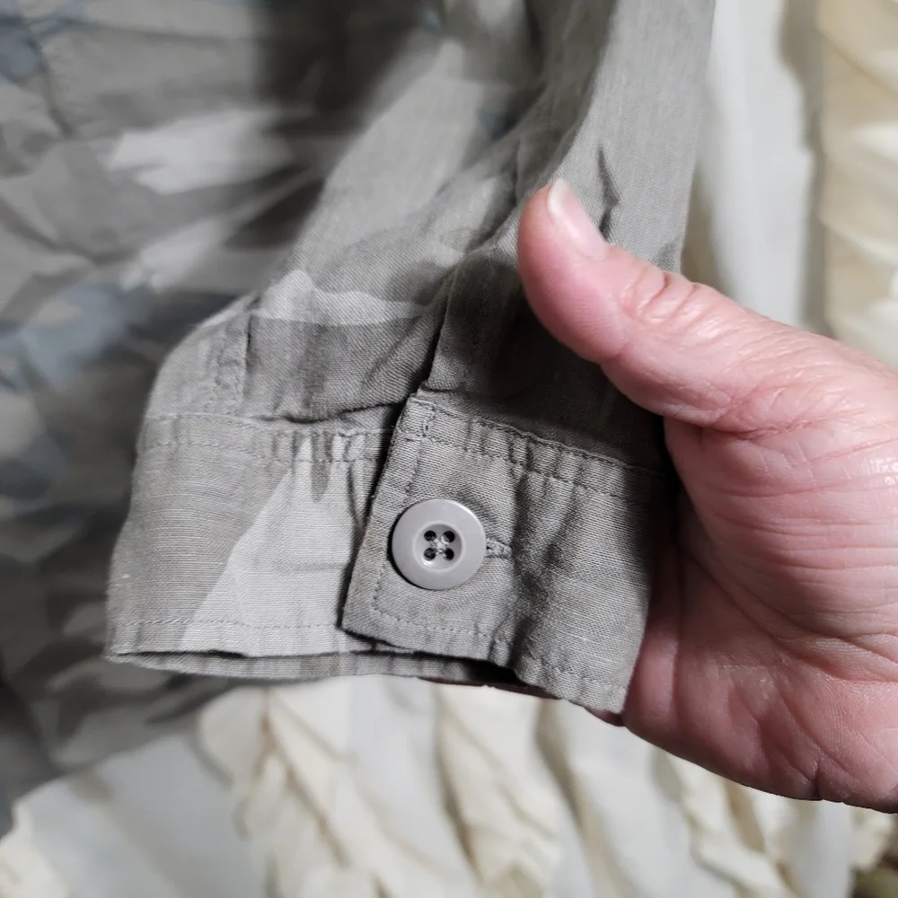Rails Everett Camo Linen Blend Button Up Shirt Shacket Large - Picture 10 of 10